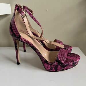BCBGeneration Pink Faux Snakeskin High Heel